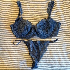 Victoria's Secret Midnight Lace Bra Set 34C and M